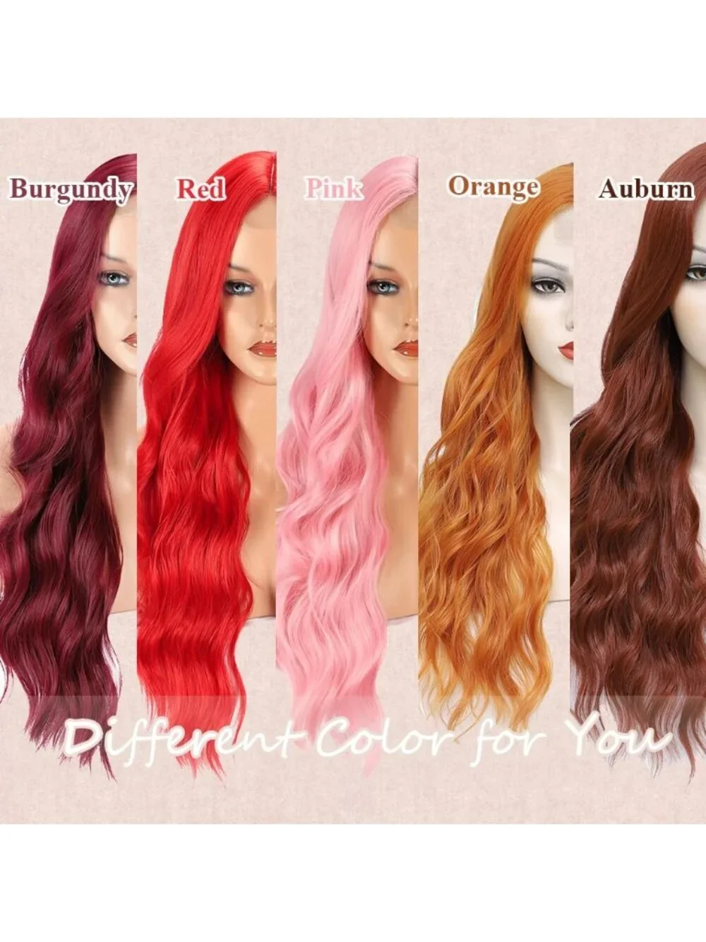 26 Inch Women's Pink Long Wavy Curly Hair Wig Halloween Cosplay